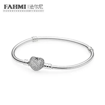 

FAHMI 100% 925 Sterling silver 1:1 Original Authentic 590727CZ Charm Basic Bracelet Suitable DIY Beaded Women Jewelry