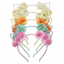 Гирлянда с кошачьими ушками, головной убор, свадебная гирлянда, цветочный ремешок на запястье, цветок, для путешествий, отдыха на море