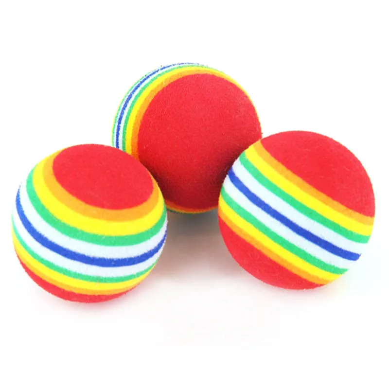 1Pcs Rainbow Toy Ball Interactive 3.5cm Cat Toys Play Chew Rattle Scratch EVA Ball Funny Pets Dog Training Pet Supplies HOT SALE