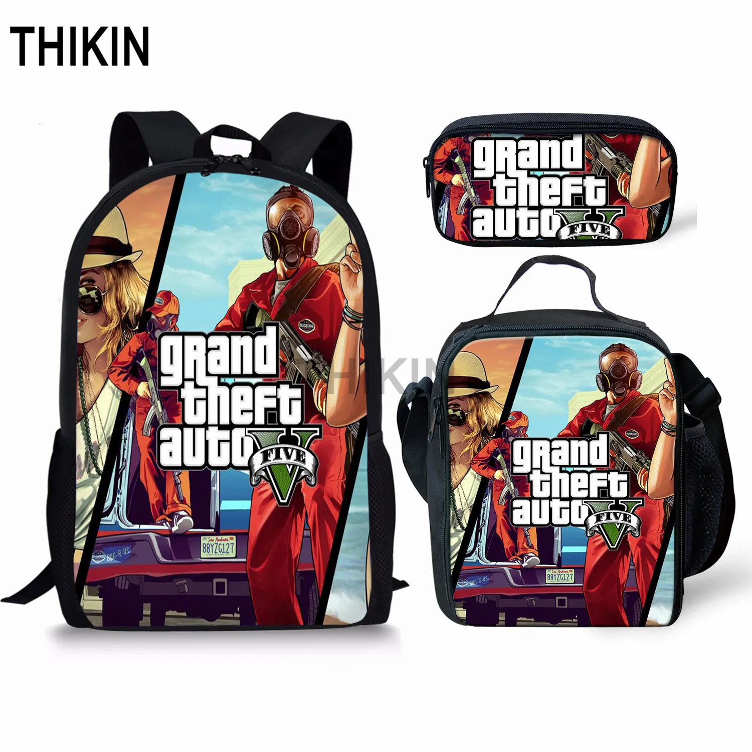 THIKIN Grand Theft Auto школьные сумки для подростков мальчиков 3 шт./компл. сумки на плечо крутая игра GTA рюкзак комплект для детей; обувь для девочек; обувь для студентов; Mochila - Цвет: as picture