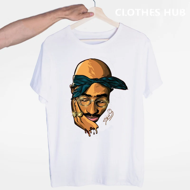 Футболка Tupac 2pac в стиле хип хоп для мужчин и женщин уличная одежда с круглым
