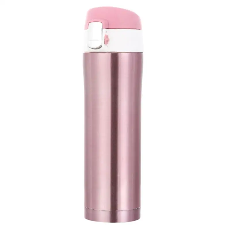 450 мл Термоизолированный термобутылка из нержавеющей стали, кружка для кофе, дорожная бутылка для напитков, 4 цвета для путешествий/улицы/офиса - Цвет: Розовый