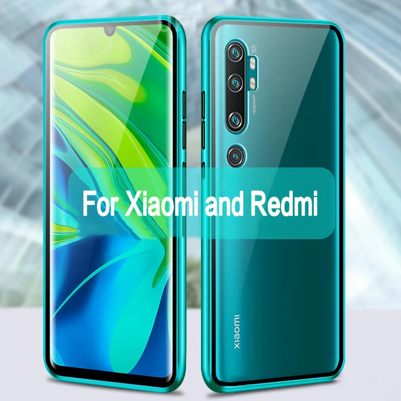 360 металлический магнитный чехол для Xiaomi Redmi Note 9s 8 7 K20 Pro 8T 8A Mi9 Mi10 9T Note10 cc9 A3 cc9e
