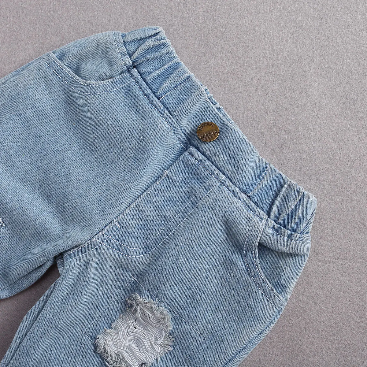 Kids Baby Girls Long Sleeve Lace Romper Suit Triangle Crotch Round Neck Lace top Long Jeans Patchwork Pants 2Pcs kids clothes set two piece set baby girl clothing set