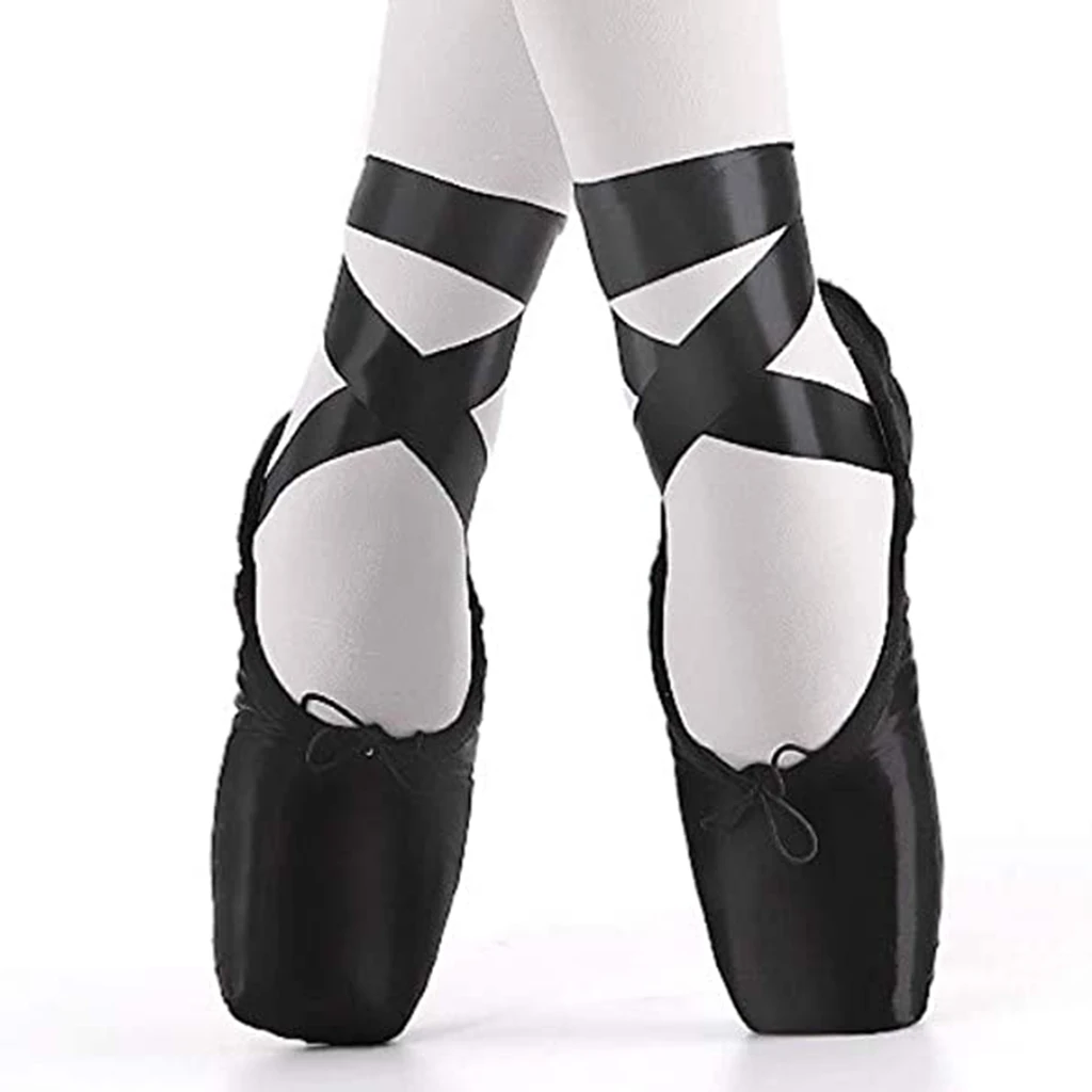 Zapatos de punta de Ballet para niñas, bailarina profesional, práctica,  zapatos de Ballet de lona de satén suave con cintas