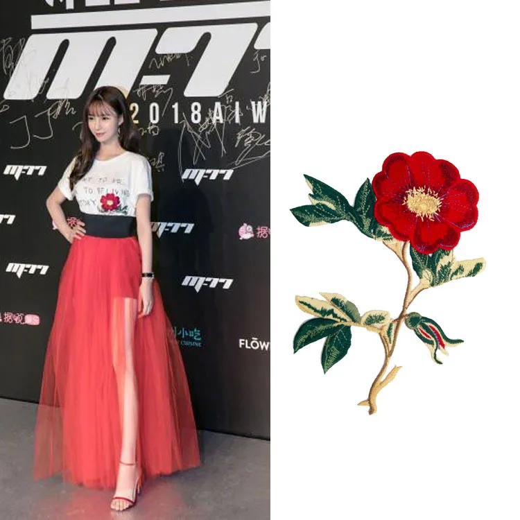 

2019 New 3D Patches Big Colorful Flower Embroidered Patch DIY Sew on Fabric Repair Clothing for Wedding Patches and T-shirt