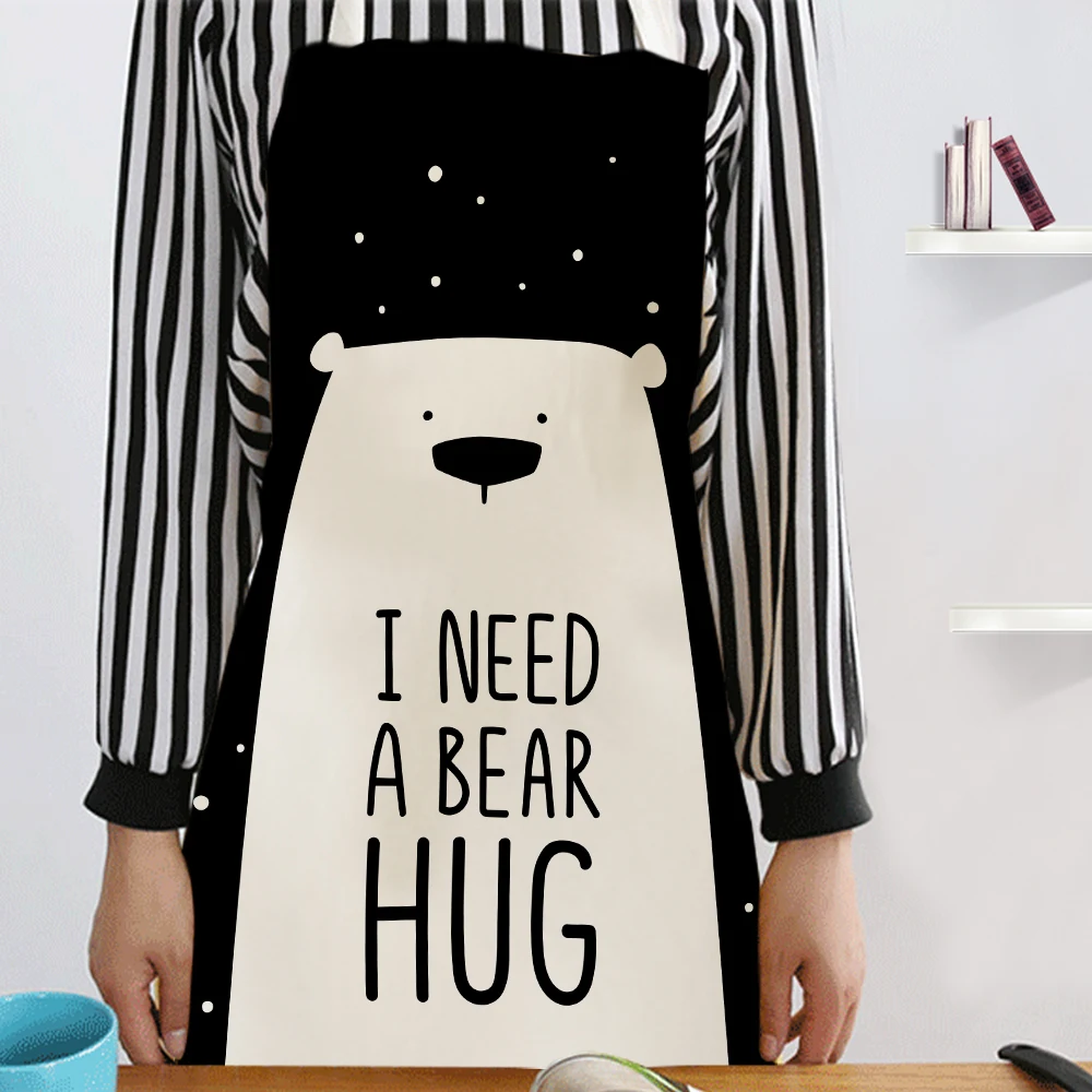 Silstar Tex Funny Bear Kitchen Apron For Woman Baby Boy Bibs For Adults Home Tools Haircut Baking Coffee Shop Uniform