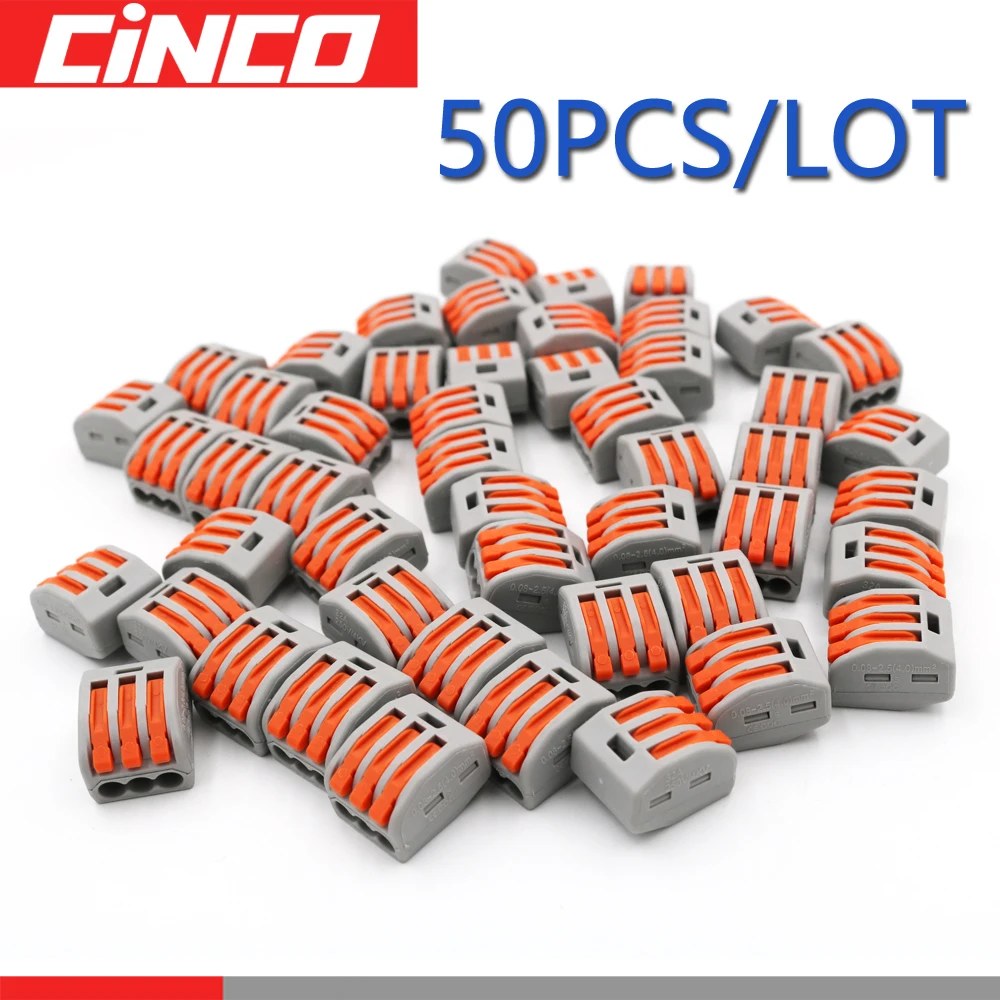 50 шт. 222-413 PT-213 PT213 3 pin полюс Универсальный Компактный проводной разъем проводки