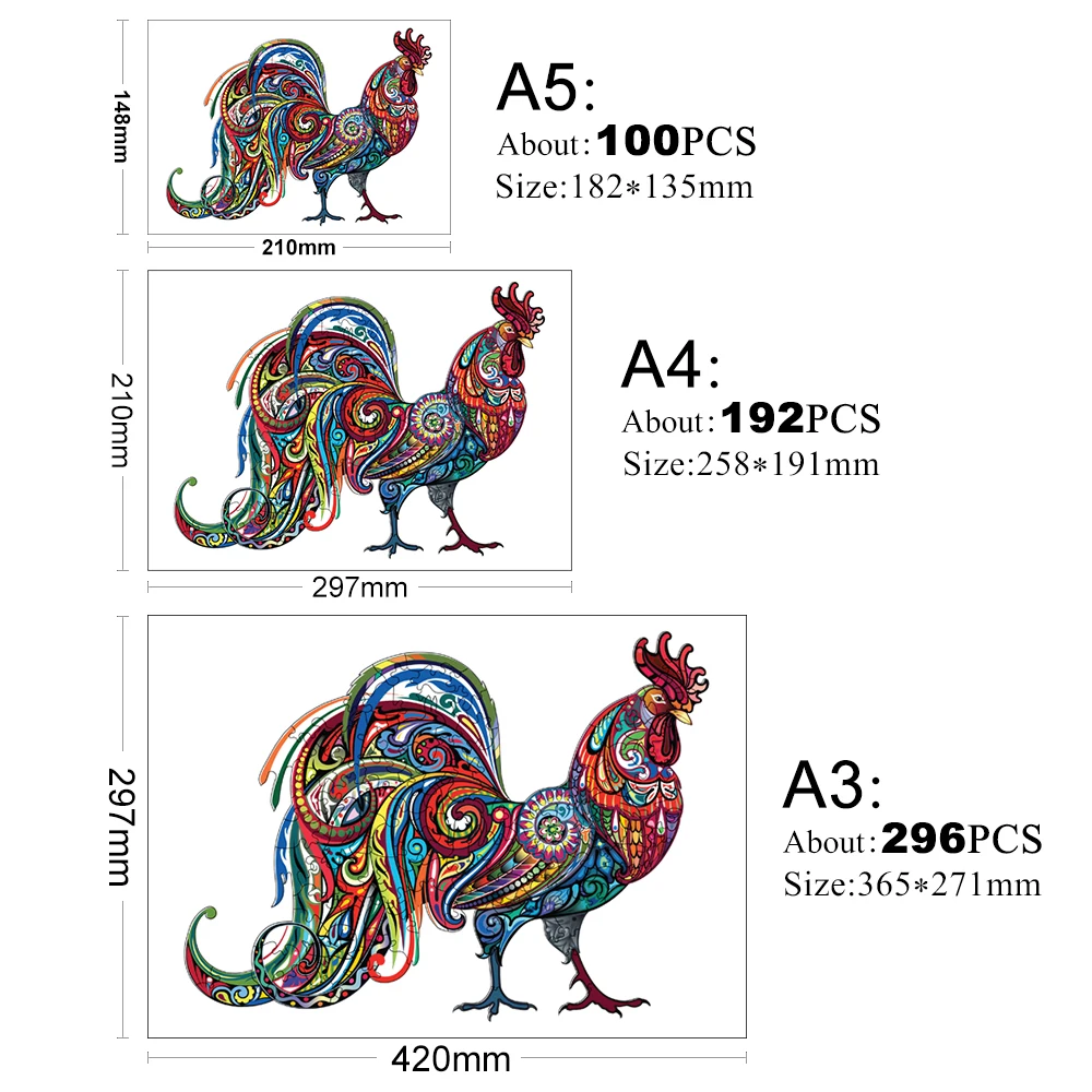 Cartoon Cock Wooden Puzzles Diy Animal Jigsaw Puzzles Parent-child Interaction Board Game Toy Educational Gifts For Kids