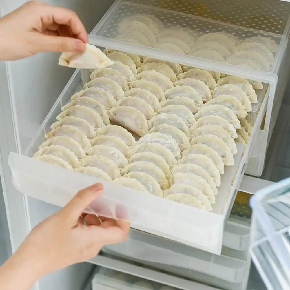 

Kitchen Refrigerator Food Dumplings Storage Box Transparent Plastic Multi-layer Tray Drawer-type Fresh Sealed Keeping Box Holder