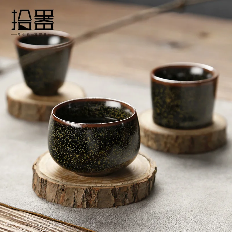 

Tea powder ceramic tea cup coarse pottery small tea cup host cup individual single cup tea bowl Kung Fu tea set tea ceremony