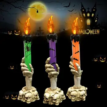 

Candles Light Candles Lamp LED Tealight Halloween Skull Skeletal Hand Romantic Creative Electronic Home Flickering Best Gift