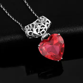 

Real S925 Sterling Silver Pendant Necklace Heart Of Love Red Ruby Pendants Silver 925 Jewelry For Women Accessories Luxury Brand