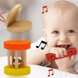Детский Браслет-кольцо колокольчик Деревянный Музыкальный обучающий игрушечный барабан шейкер детские музыкальные инструменты кровать