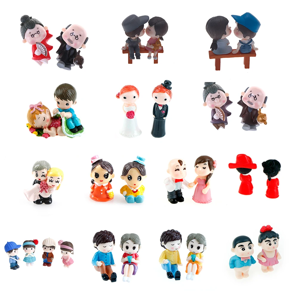 15 Styles Sweety Lovers Couple Figurines Miniatures Fairy Garden Gnome Moss Terrariums Resin Crafts Wedding Decoration