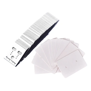 

200Pcs Blank Earrings Ear Studs Tag Paper Display Card Hanging Jewelry Tags - 100 Pcs 4x3cm & 100 Pcs 3.5x2.5cm