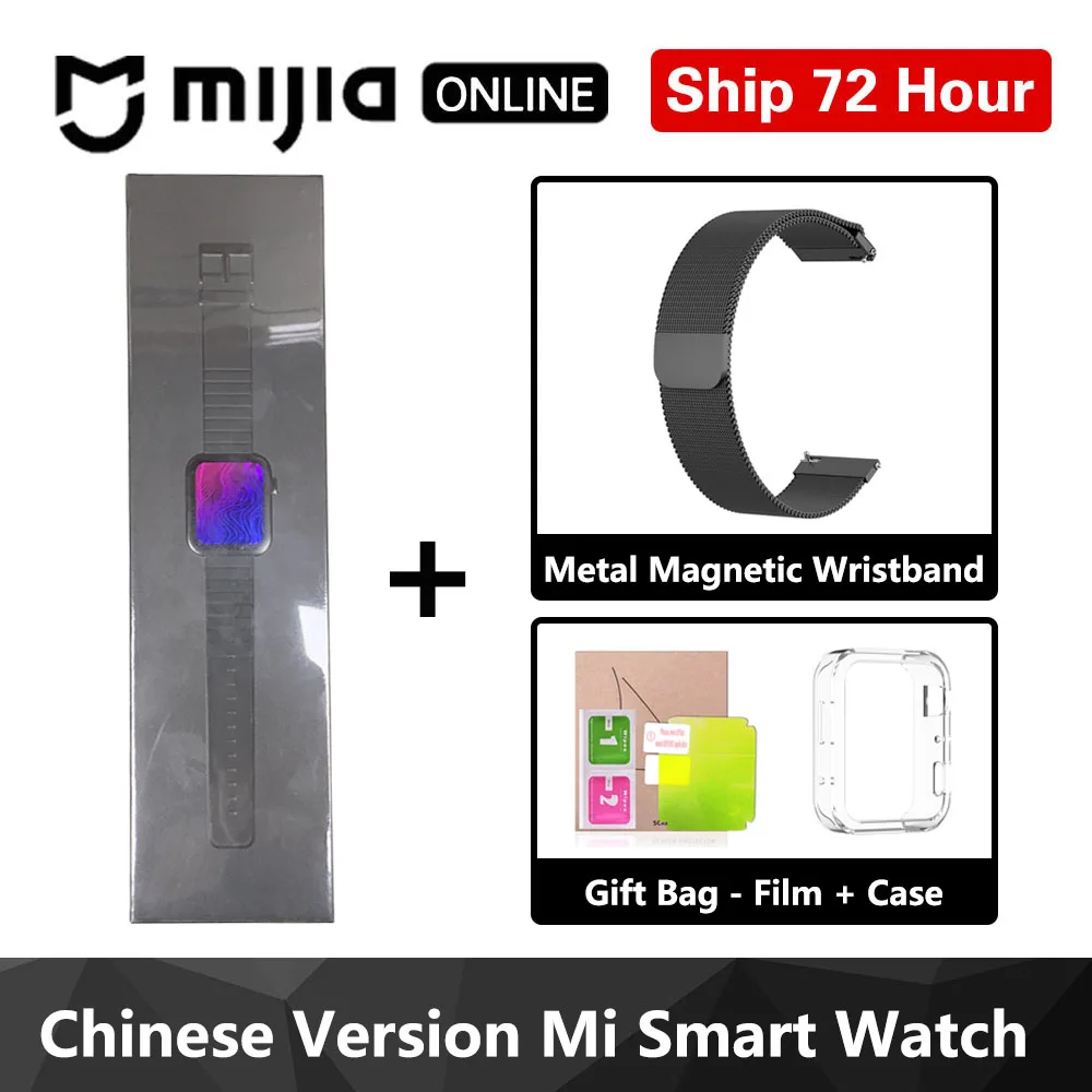Black with Strap Xiaomi Mi Смарт-часы gps NFC wifi ESIM PhoneCall браслет Android наручные часы Спорт Bluetooth фитнес монитор сердечного ритма трекер - Цвет: Black with Strap