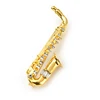 Wuli&baby 2-color Saxophone Brooches For Women Unisex Metal Rhinestone Instruments Music Lover Casual Brooches Gifts ► Photo 3/4