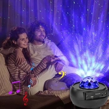 

Bar Home Theatre Bluetooth Night Light Projector Ocean Wave 3 In 1 Kids Adults Star Cloud Party Decor ABS Music Speaker Bedroom