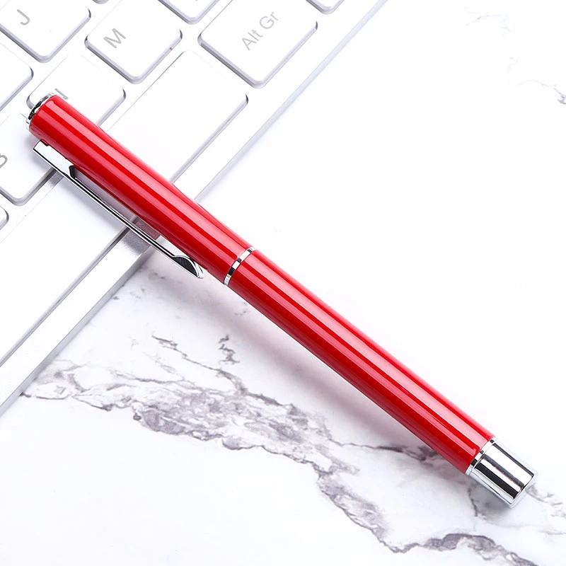 Red 1Pc 1 шт. металлическая Персонализированная гелевая ручка для подписи бизнес роскошный серебряный зажим Ручка-роллер для офиса и школы аксессуары логотип на заказ - Color: Red 1Pc