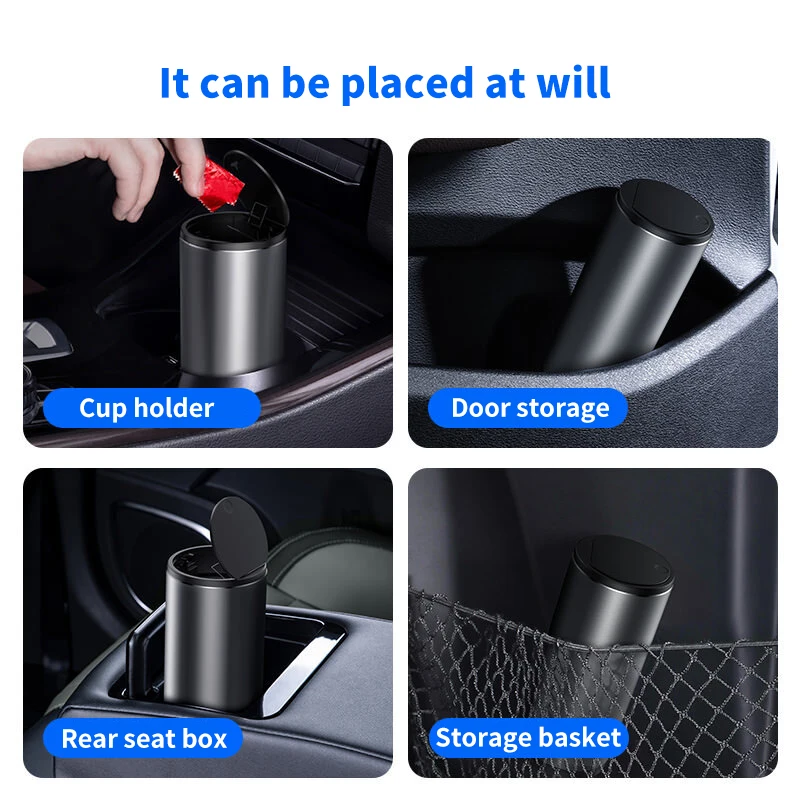  Baseus Alloy Car Trash Can Auto Organizer Storage Bag Car Garbage Bin Ashtray Dust Case Holder Auto - 4000045284712