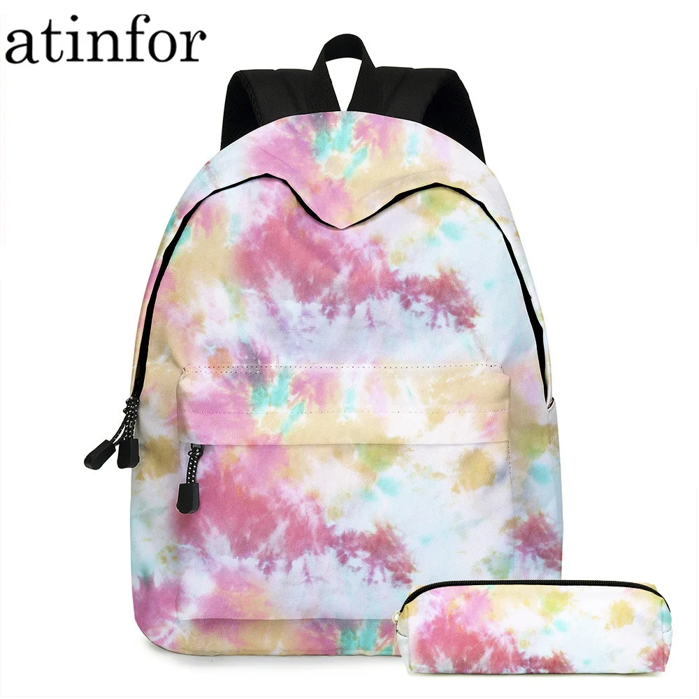 Бренд atinfor 2 шт./компл. рюкзак для девочек с принтом в виде галстука красителя