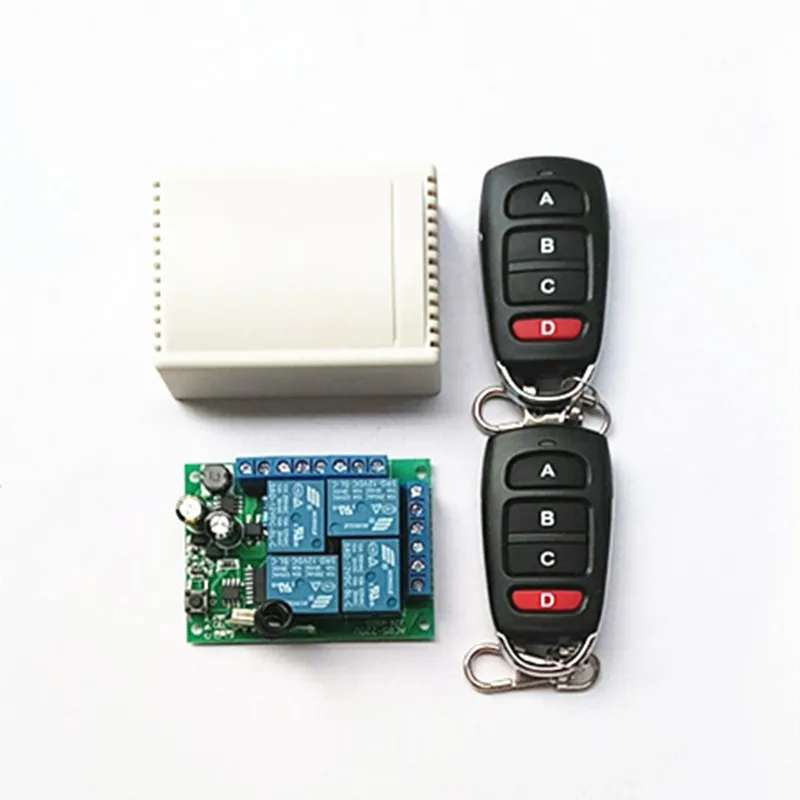 

433 MHz AC 85V 240V 250V wireless 4CH RF transmitter remote control switch + RF relay receiver for garage doors, lights, window