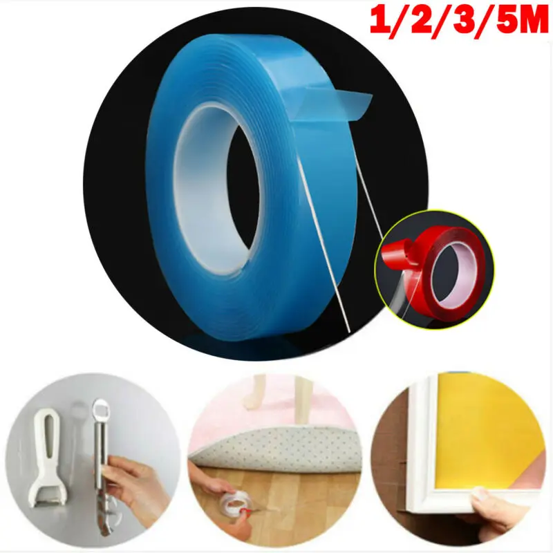 

1/3/5M Multi-function Double-sided Adhesive Nano Tape Traceless Washable Removable Kitchen Bathroom Portable Gel Grip Sticker