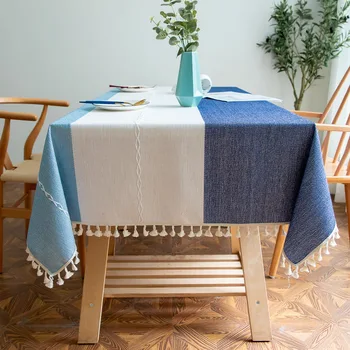 

New European and American Tablecloth Striped Cotton Linen Coffee Table Tablecloth Fabric Nordic Solid Color Tablecloth