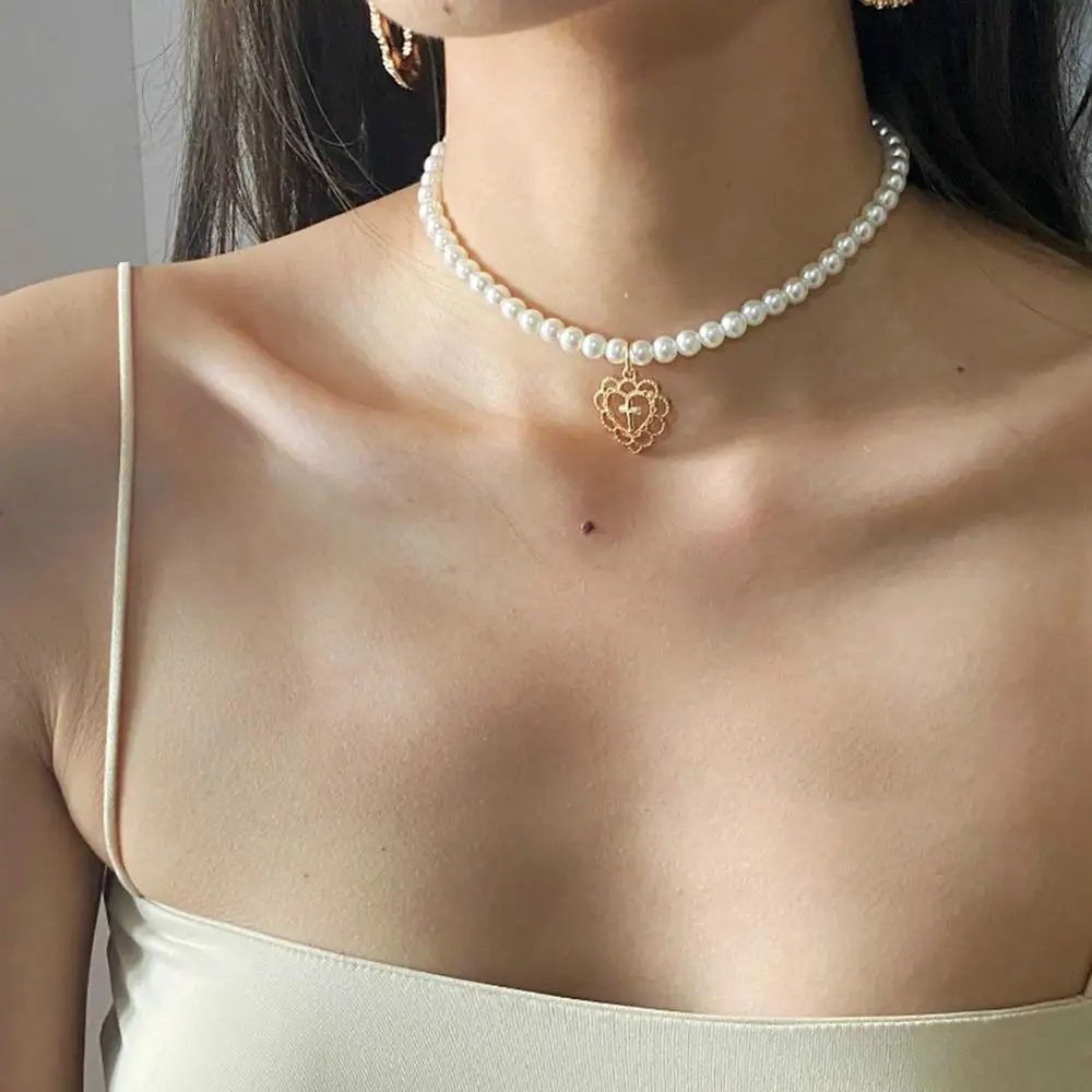 Gargantilla de amor con corazón de perlas y para chica, collar de estética Vintage Tumblr, Vaporwave, arte estético - Joyería y accesorios