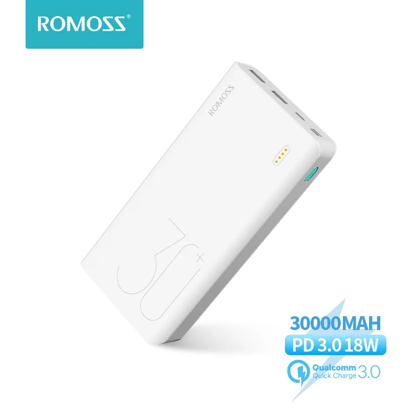  ROMOSS Sense 8 + внешний аккумулятор Пауэр банк 30000 мАч QC PD 3,0 Быстрая зарядка Повербанк 30000 мАч портативное Внешние аккумуляторы для Xiaomi Mi 