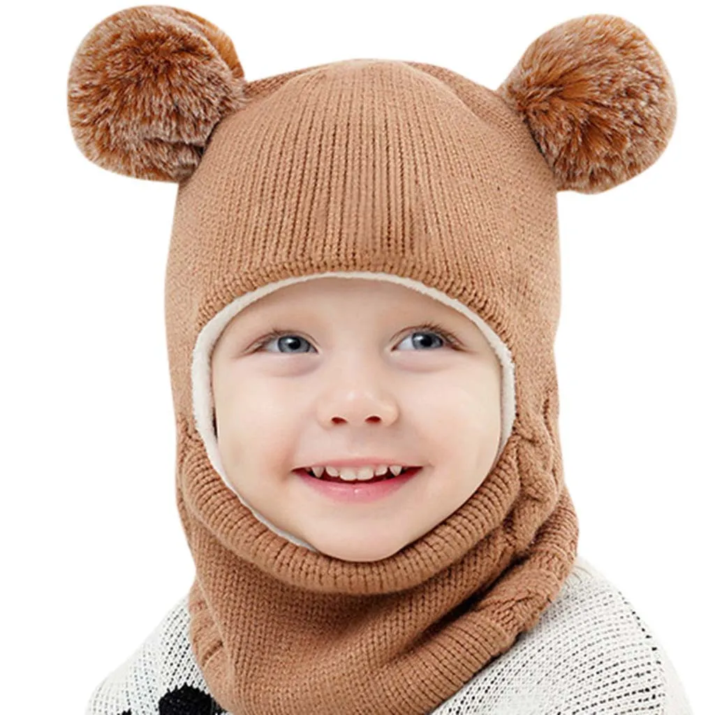 Детские зимние шапки с ушками для девочек и мальчиков; теплые шапки; комплект с шарфом; детская шапочка; Enfant; вязаная Милая Рождественская шапка для девочек и мальчиков