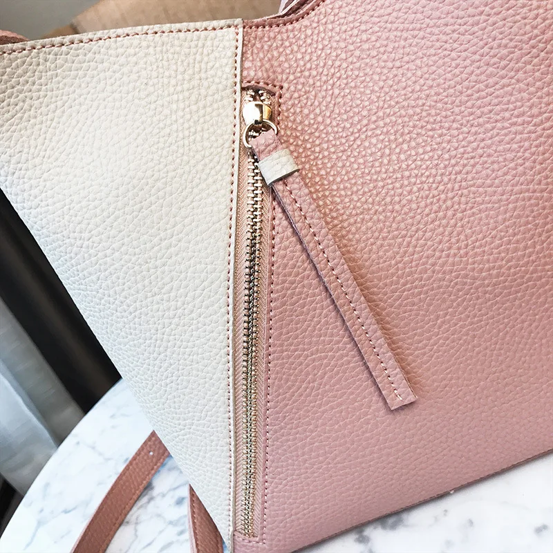 

2019 New Style Retro Irregular Bucket Bag Two-Piece Set Cool Korean-style Shoulder Oblique Handbag