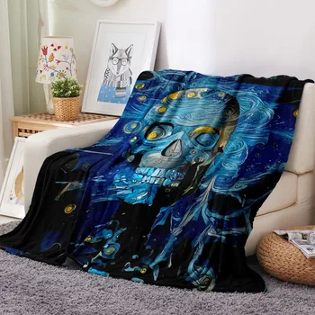 

Sugar Skull Flannel Blanket All Season Warm Thick Blanket Kids Sofa Nap Blanket for Office Cars Couch Home Textiles Custom