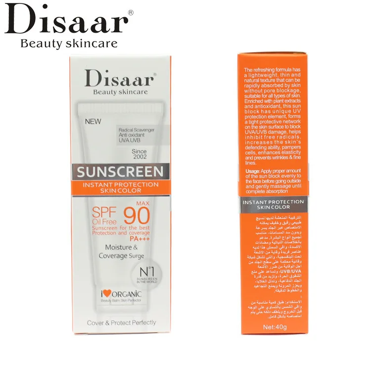 Disaar солнцезащитный крем Spf 90++ увлажняющий защита кожи солнцезащитный крем для лица предотвращает повреждение кожи, удаляет пигментацию Sp 40 г