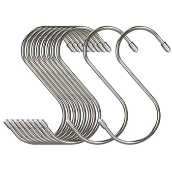 

20Pcs/Set Stainless Steel S Shaped Hooks Kitchen S Type Hooks Hangers For Pans Pots Utensils Clothes Bags Plants