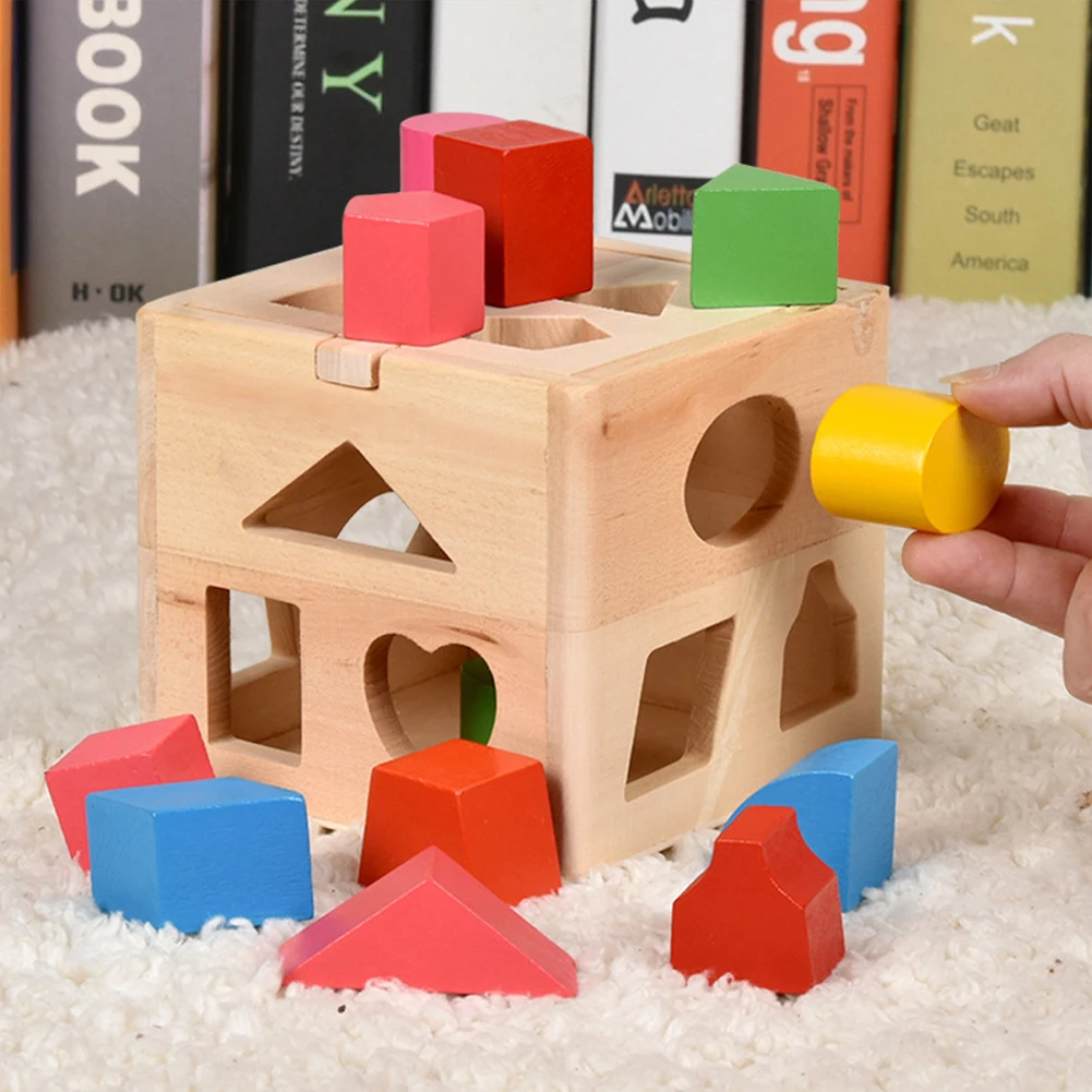 price cut  Wooden Early Learning Thirteen Holes Gift Intelligence Box Baby Cognitive Sorting Interesting Shape