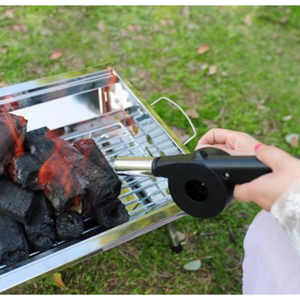 Air Blower for BBQ Fire Bellows Hand Crank Barbecue Outdoor Cooking Camping, for charcoal grill BBQ campfire fireplace