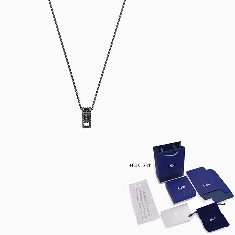 

2020 Fashion Jewelry SWA New MY HERO Pendant Necklace Black Elegant Neat Line Circle Pattern Crystal Boy Romantic Jewelry Gift