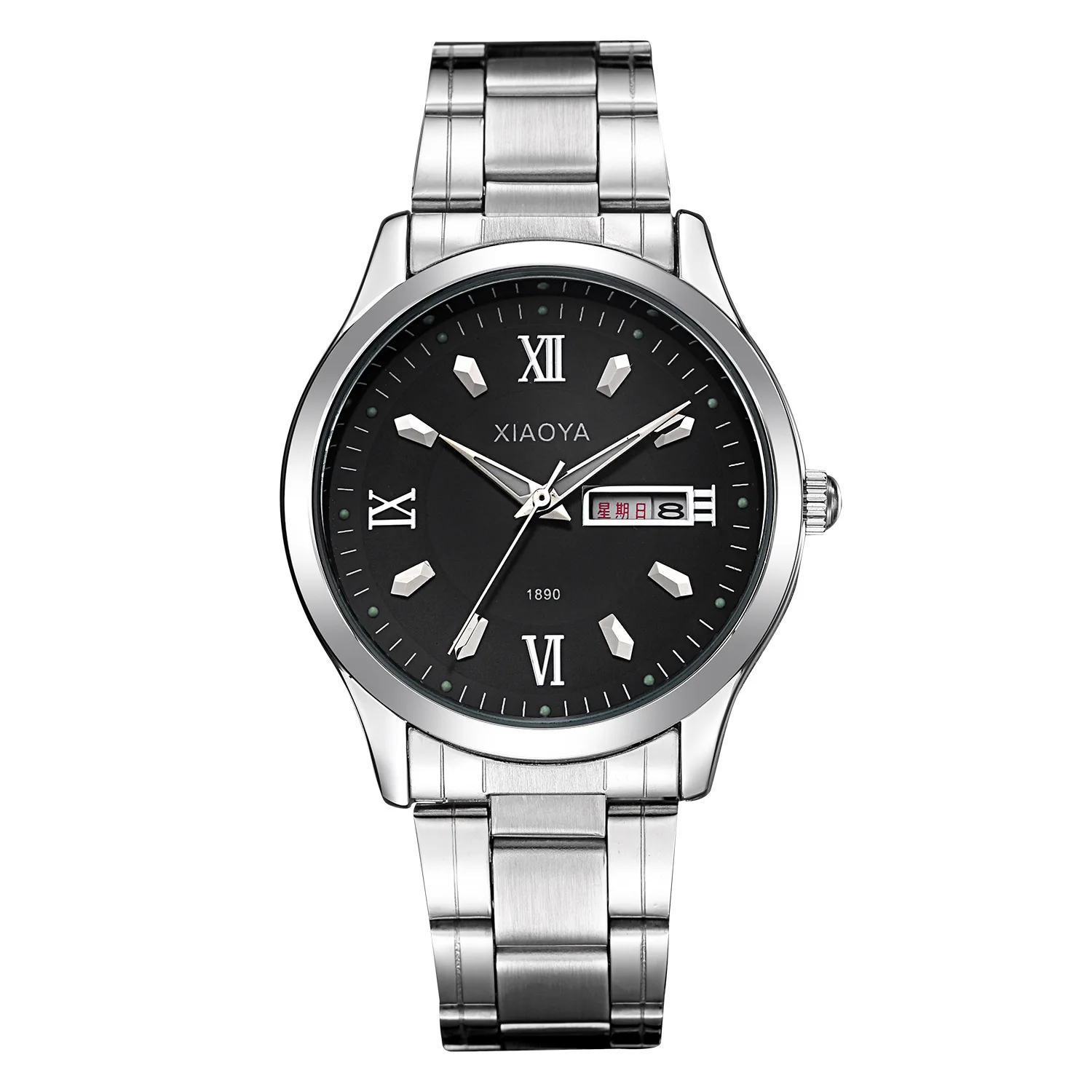 

XIAOYA 1890 Korean-style Fashion Men Business Casual Double Calendar Night Light Quartz Watch Manufacturers Direct Selling Whole