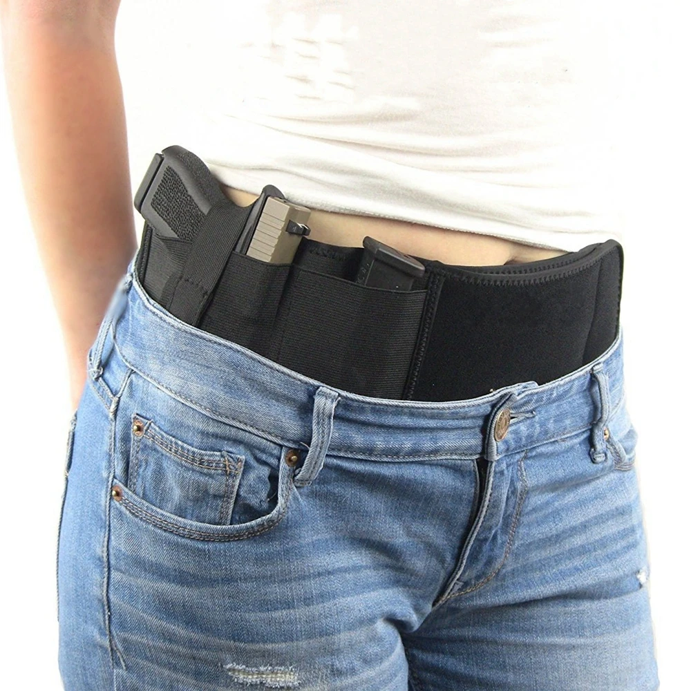 Pistola de Cintura Cinto para Glock Case Tático Belly Coldre Invisível Cinto Bolsa Escondido Transportar Elástico Telefone Caça Revista Gun 8 High Quality Esporte e Lazer