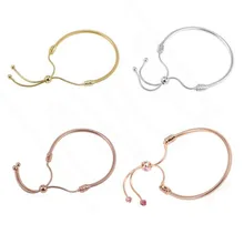 Браслеты из стерлингового серебра 925 пробы, подвески, регулируемая длина, полностью Кристальные браслеты для женщин, подходят для рукоделия, бусины, Шарм