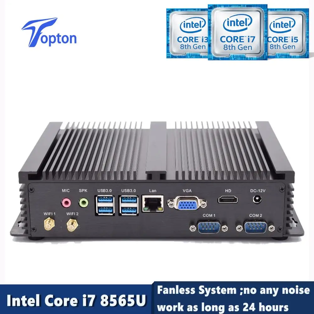 

Topton Industrial PC Intel Core i7 8565U i5 8250U 2*DDR4 1*mSATA+1*M.2+1*2.5''SATA Fanless Mini Desktop Windows 10 HDMI VGA WiFi
