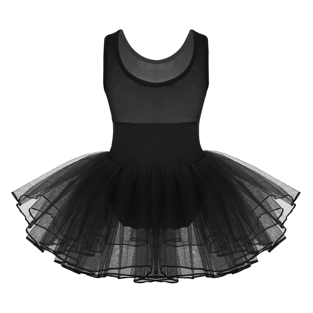 iEFIEL Kids Girls Dancewear Ballerina Performance Mesh Splice Sequins Ballet Dress Costumes Gymnastics Leotard Dance Tutu Dress