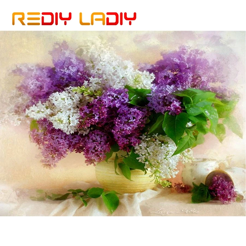 

DIY Beaded Embroidery Kits Purple Lilacs Love Needlework High Quality Beads Partial Crystal Beaded Cross Stitch Hobby & Crafts