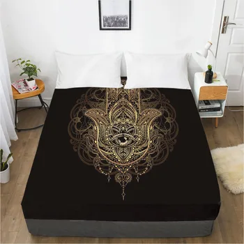 

3D Design Fitted Sheet Bed Mattress Fitted Cover Custom Design Bed Linens Sheets Bedsheet 183x214cm Black Home Texitle