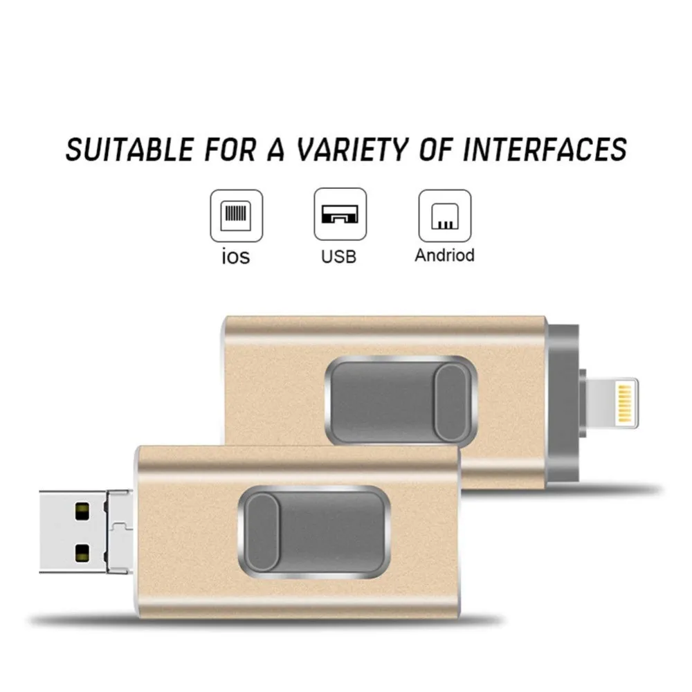 Usb iPhone Flash Drive 3 in 1 Lightning OTG Pen Drive USB Flash 3.0 Pendrive 32GB Usb Key Memory Stick Compatible Apple iPad PC