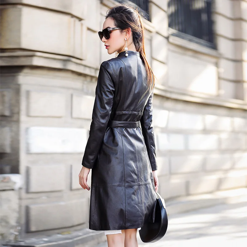 

2020 Genuine Jacket Women Long Blazer Leather Jackets Spring Autumn Sheepskin Coat Women's Windbreaker OT1828 YY626