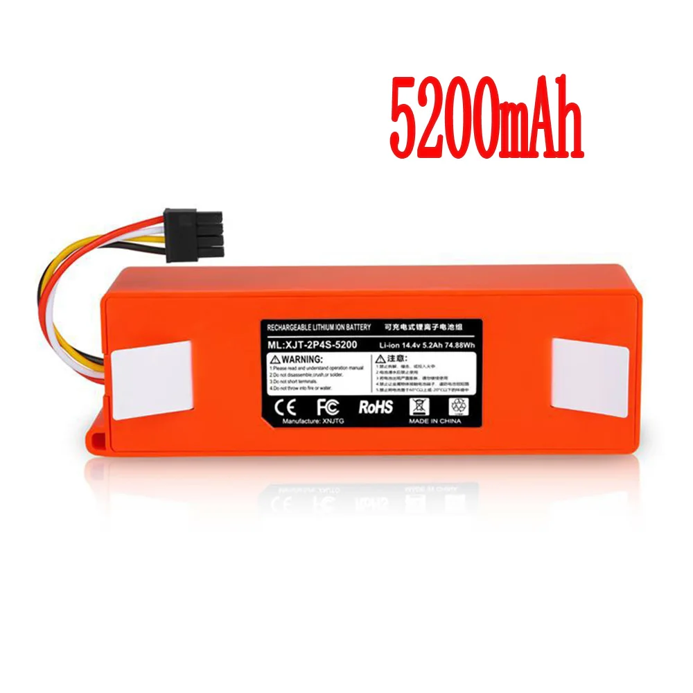 5200mAh 1 шт. литий-ионный аккумулятор 18650 для XIAO mi ROBOROCK пылесос S50 S51 T4 T6 mi аксессуары для робота-пылесоса - Цвет: 5200mAh
