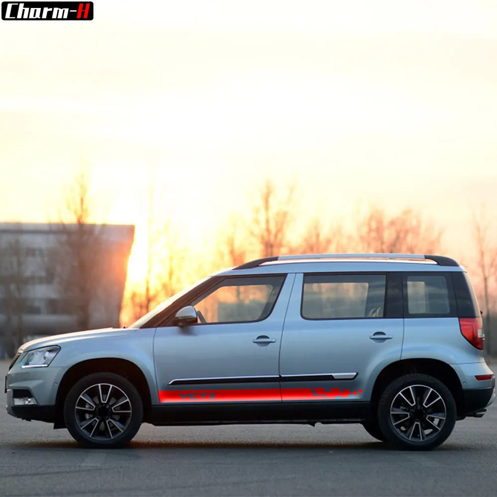 Racing Sport Car Styling Hood Engine Cover Decal Body Graphics Vinyl Side Stripes Skirt Sticker for Skoda Yeti Tuning Accessorie